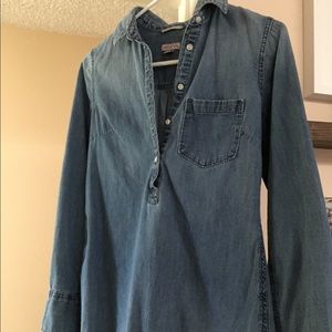 Denim button down long sleeve top.